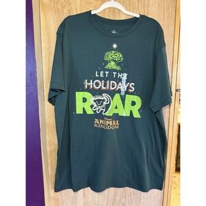 Disney Parks Shirt WDW Xmas Animal Kingdom Holidays Roar Green Adult Large NWT